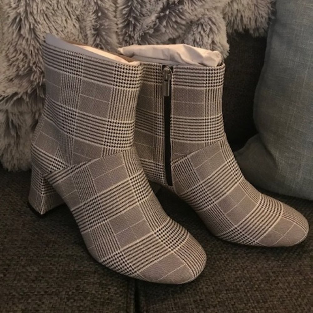 Eloquii Millie Heeled Plaid Suede Bootie Size 7W